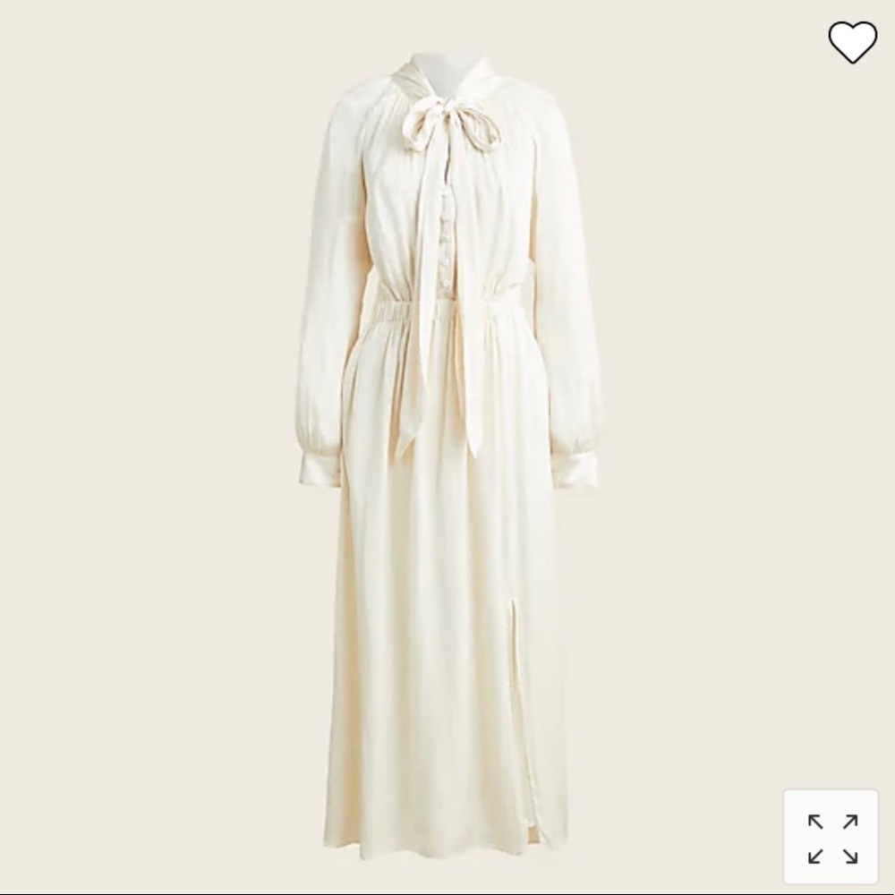 J Crew Featherweight Satin Tie-neck Dress In Ivory  S/4/6